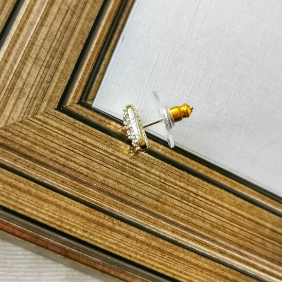 Kendra Scott Grayson Gold White Crystal Stud Earrings - Picture 3 of 3